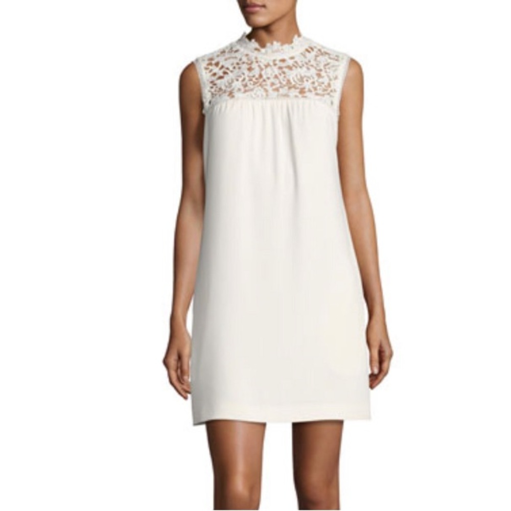 Theory Aronella Elevate Crepe Lace-Yoke Dress Size 2 NWT